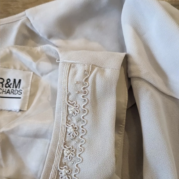 R & M Richards Dress & jacket 10 Beige Beaded VNeck Long Lined Mother Of Bride - Picture 13 of 14